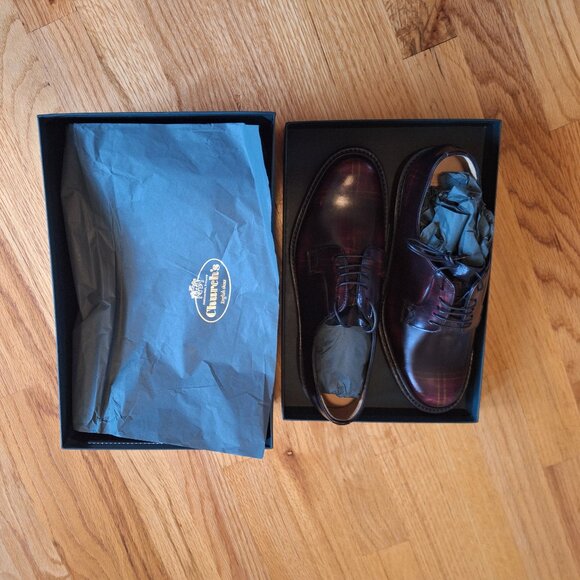 NIB Church's Shannon size 39 Burgundy plaid - Picture 6 of 10